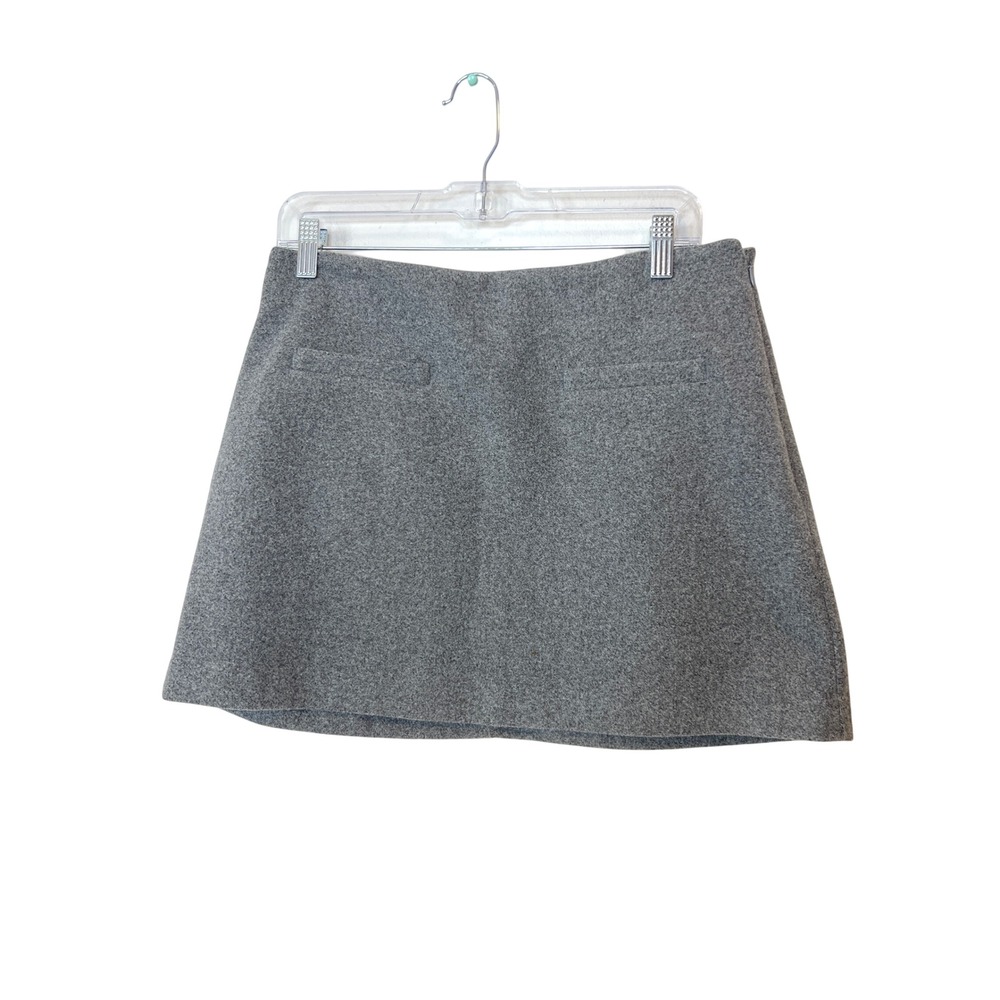 A New Day Heather Grey Mini Skirt Size 8 A-Line Side Zip Textured Lined Academia